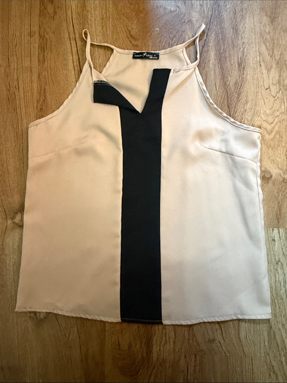 Cream Tank with Black Center Stripe